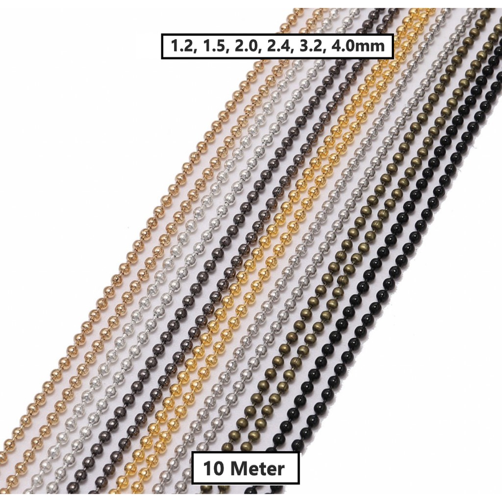 Rantai Biji Lada Meteran/Ukuran 1.2 - 4.0mm/Harga/10 Meter