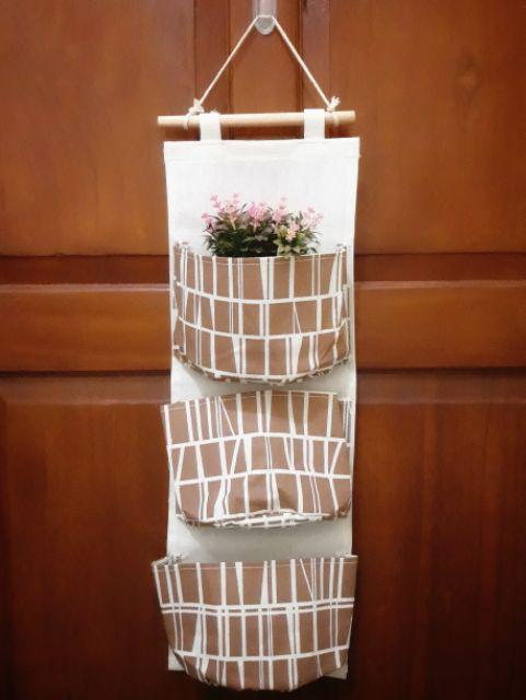 Wall Pocket Hanging Organizer / Kantong Gantung 3 Storage Bag Korean