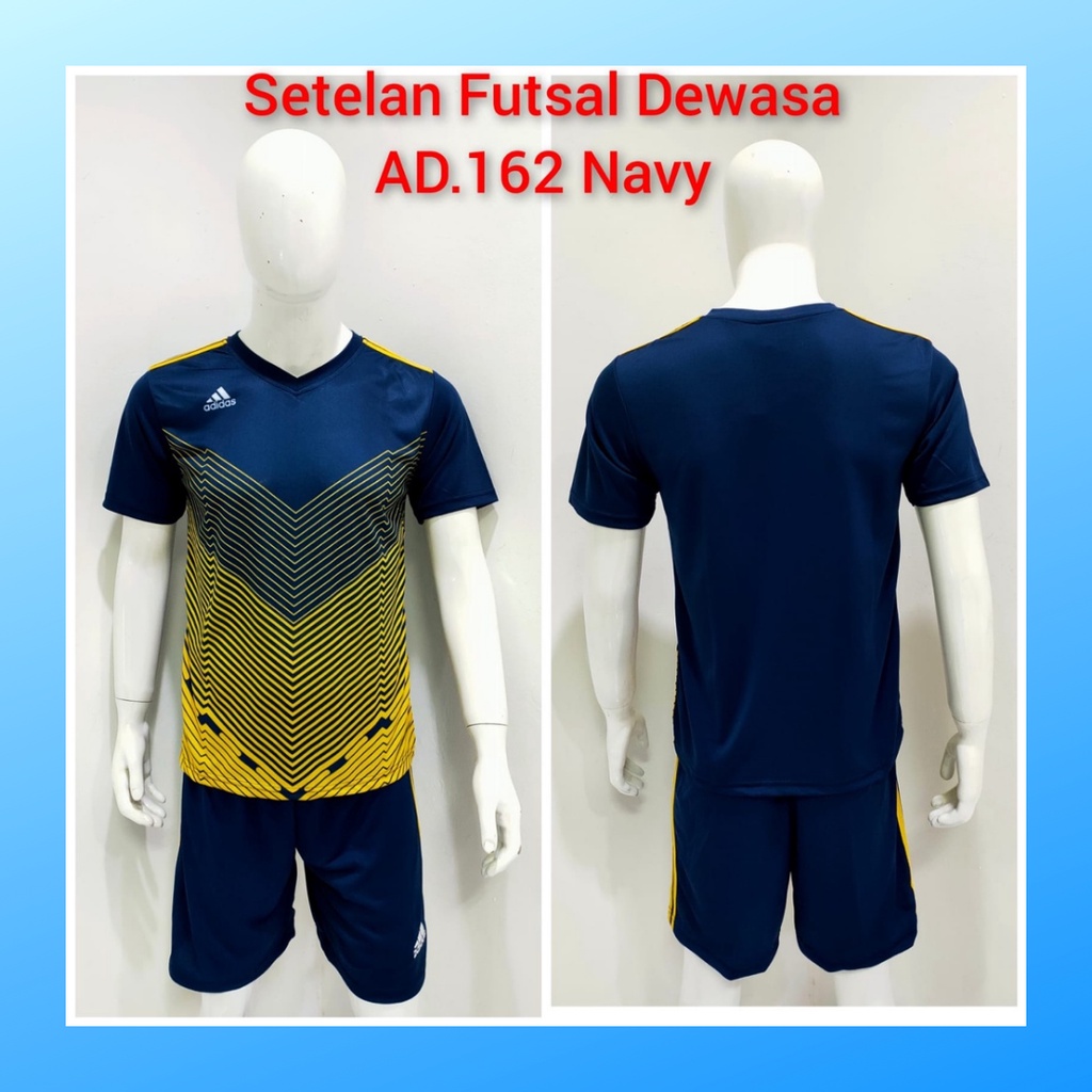 Kaos futsal pria jersey sepak bola baju dan celana setelan wanita dewasa t-shirt outfit seragam jarsey kostum olahraga pakaian apparel sport jersy soccer casual jersi suit AD162 navy