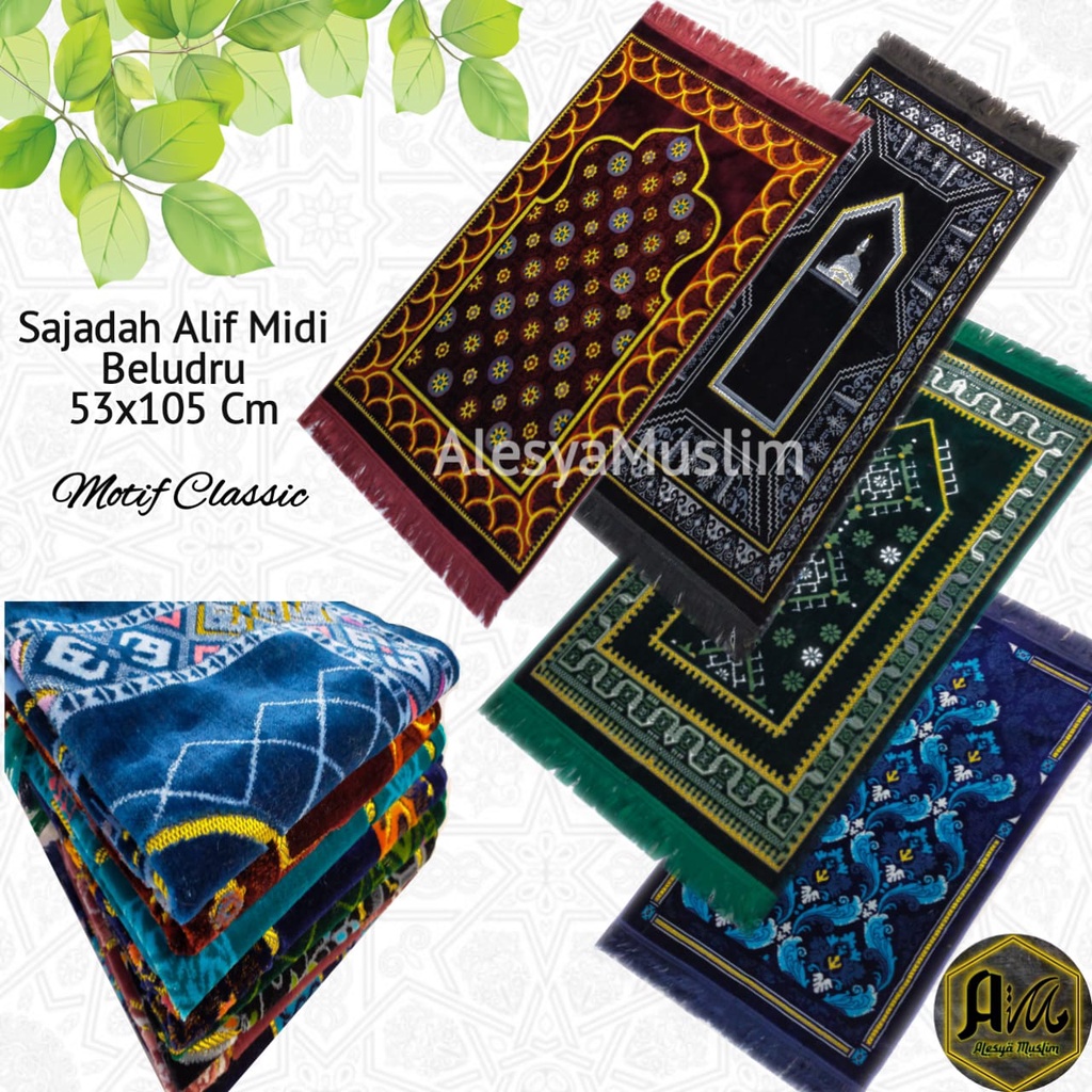 Sajadah Alif Midi 53x105 cm Beludru Premium Motif Classic