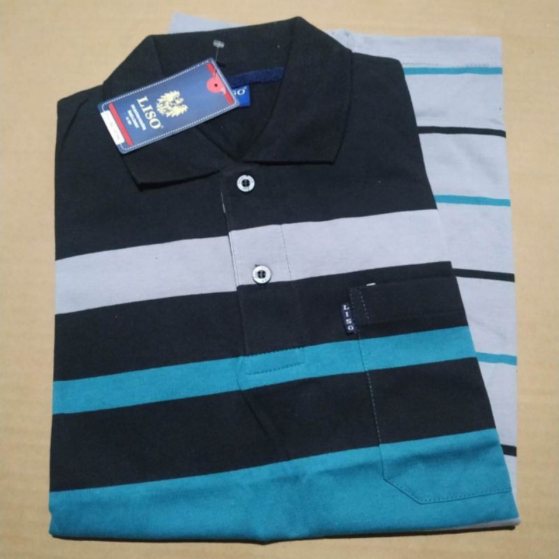 (BISA COD) KAOS KERAH PRIA POLO STRIP SALUR GARIS2