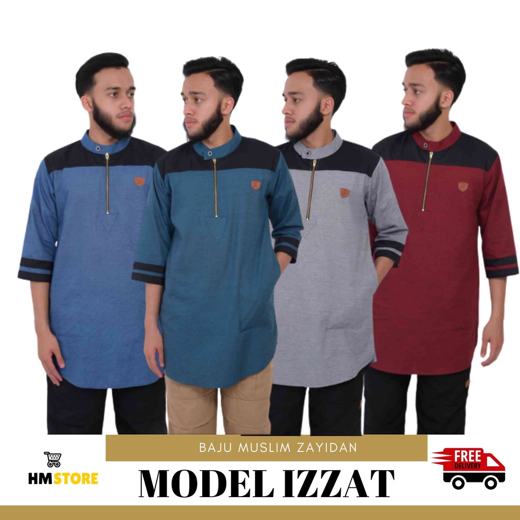 Baju Koko Muslim Pria Dewasa Kurta Pakistan Zayidan Premium Model Izzat Biru Maroon Abu Tosca