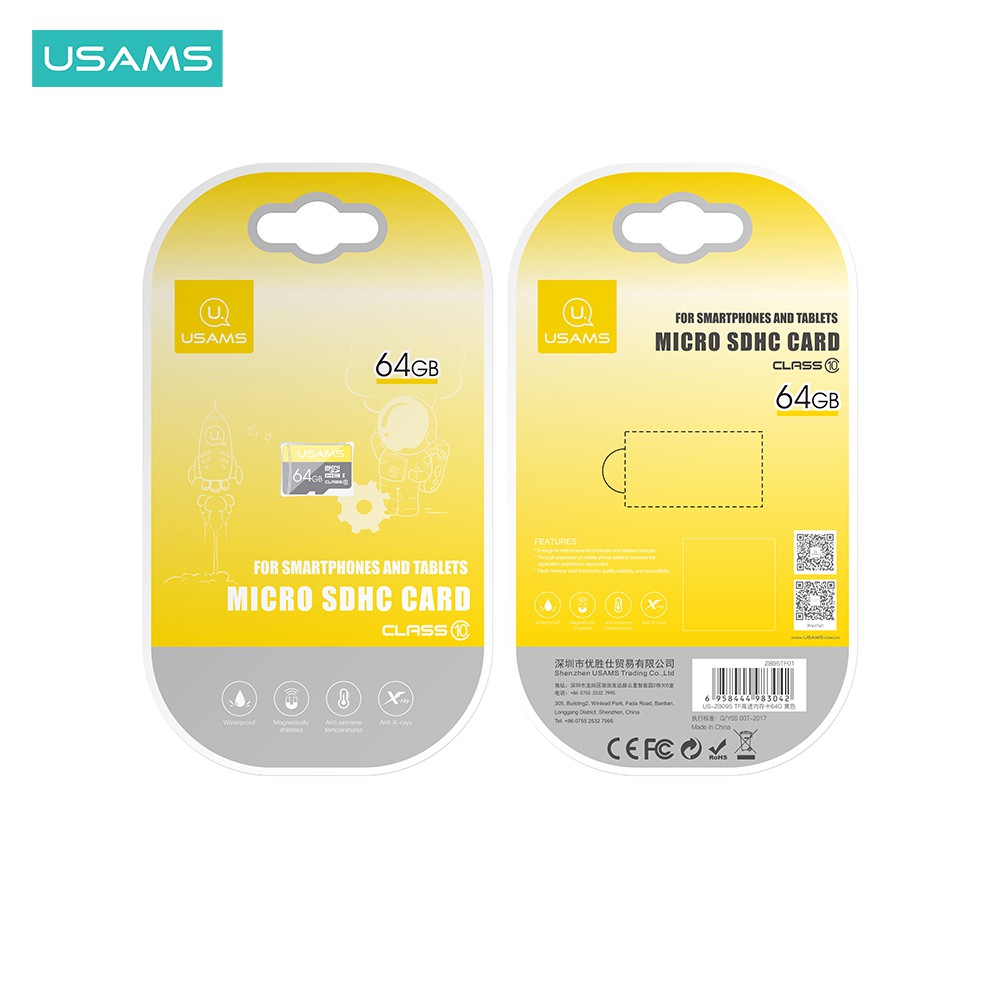 USAMS Memory Card MicroSD CLASS 10 4GB 8GB 16GB 32GB 64GB