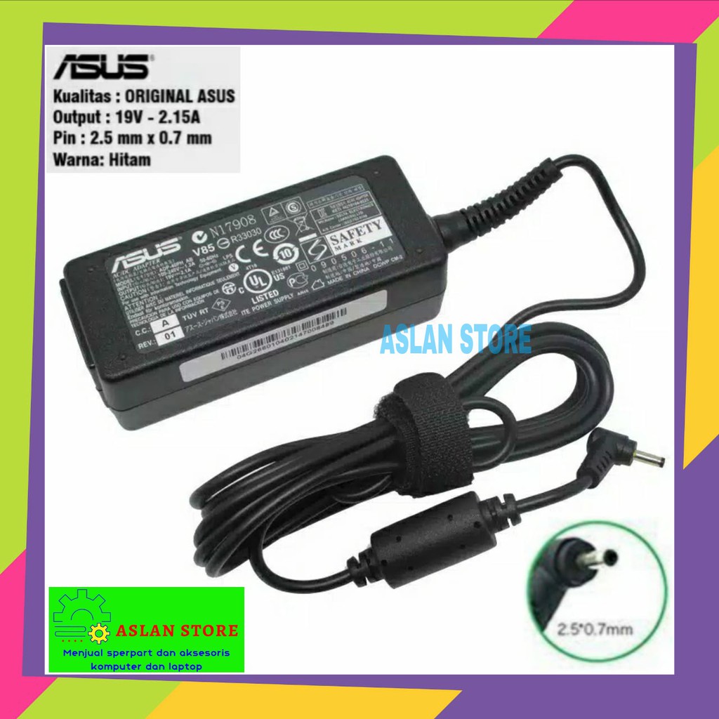 Original AC Adaptor ASUS 19V 2.1A / 2.5*0.7mm Termasuk Kabel Power/ ADP-40PH AB, AD6630, EXA0901HX