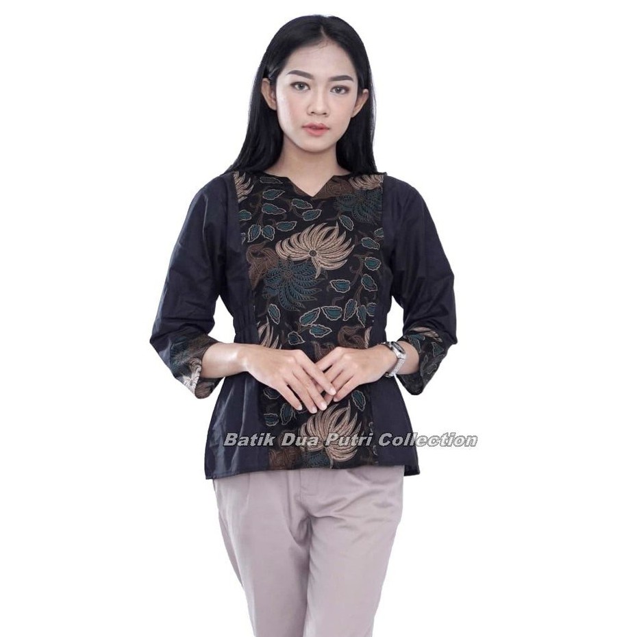 Couple Batik Atasan Wanita Kemeja Pria Seragam Batik Kerja Warna Hijau By Batik Dua Putri Collection