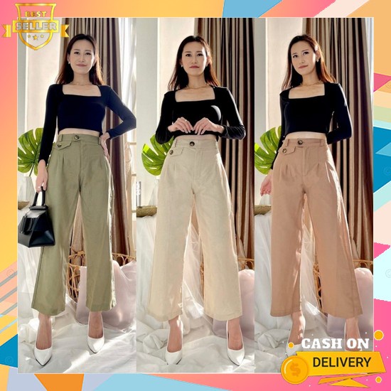Kulot Linen High Waist Kekinian Celana Hw Kain Kulot Kain [Syf] Haruka Celana Kulot Highwaist Baha