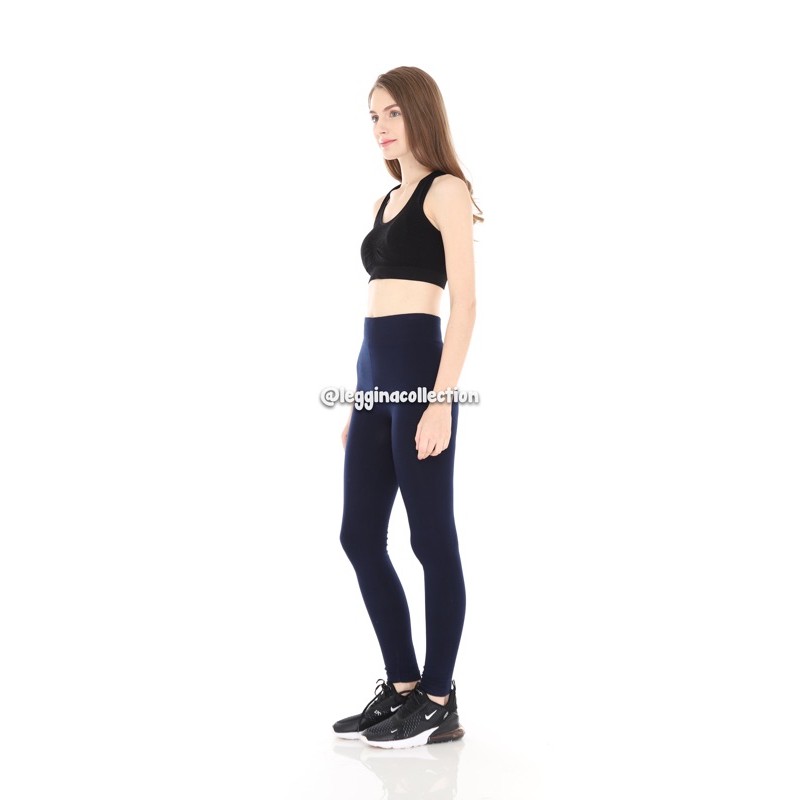 Legging Import PREMIUM Fit to XXL | Celana Legging Wanita Polos Panjang Tebal Warna Navy