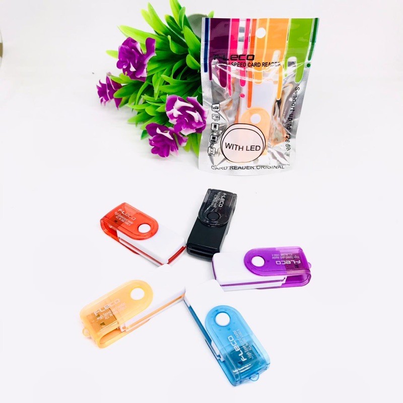 PROMO CARD READER FLECO ORIGINAL MULTY PUTAR 4in1 IC LED INDIKATOR SUPPORT UP TO 512GB