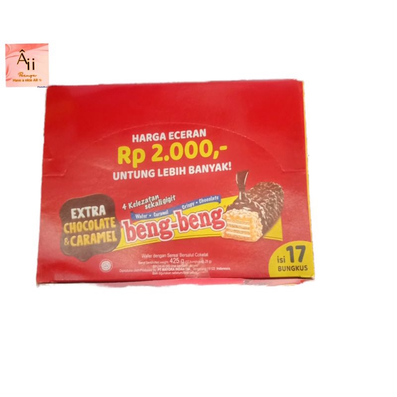 

1pak Snack beng beng @25gr isi 17pcs wafer caramel crispy chocolate