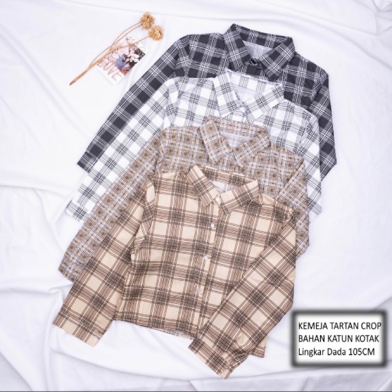 KEMEJA TARTAN CROP TOP BLOUSE | KEMEJA FEBRIC | TARTAN OUTER CROP