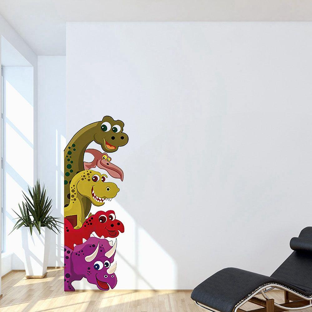 Agustinina Dinosaurus Stiker Dinding Untuk Kamar Anak Bayi Tahan Air Kartun Dinding Seni Hewan Latar Belakang Mural Tema Dinosaurus Nursery Sticker