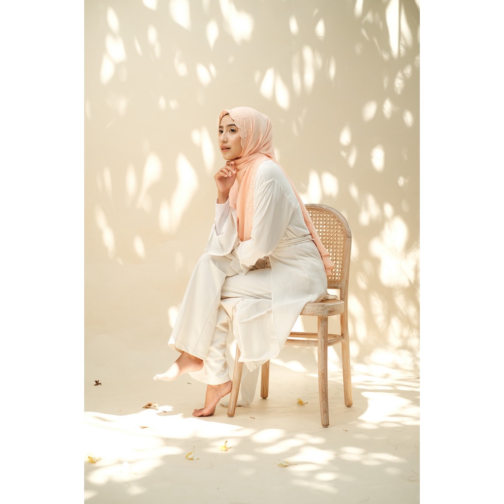 RATU Embroidery HIjab Shawl - Flora - Apricot