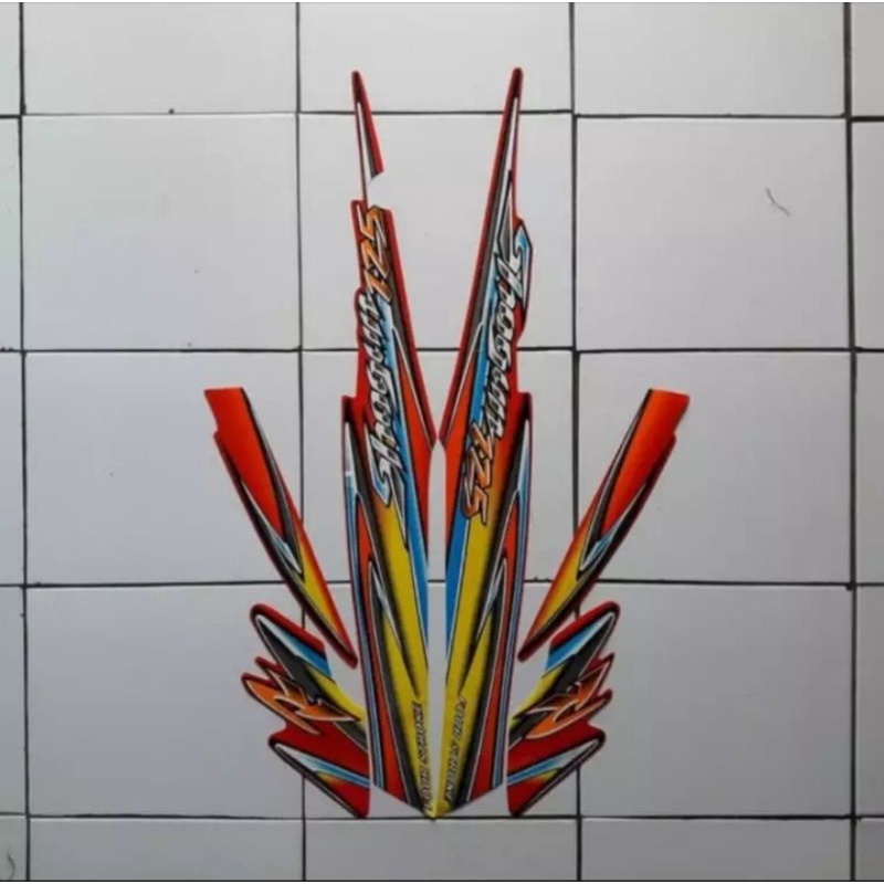 sticker striping list body Shogun 125R 2004 merah