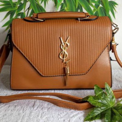 Tas wanita mini kotak lokal premium/coklat tan