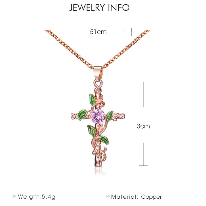 Kalung kreatif bertabur daun baru Salib berliku Kalung fashion Eropa dan Amerika