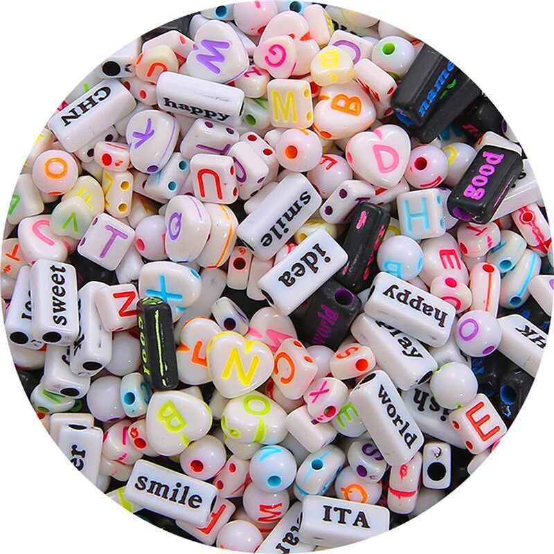 50-100Pcs Mix Size Plastic Acrylic Alphabet Letter Beads for Jewelry Making DIY Handmade Bracelet Necklace Craft Accessories