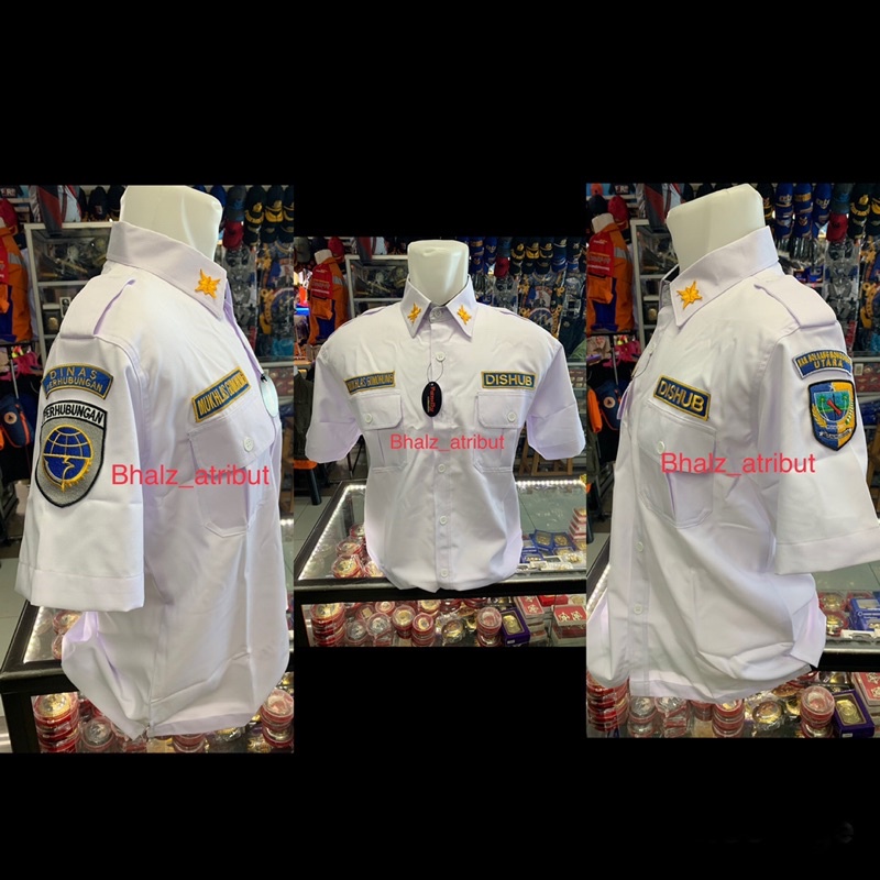 Baju dishub putih pendek / kemeja pendek putih dishub / seragam dishub pria pendek
