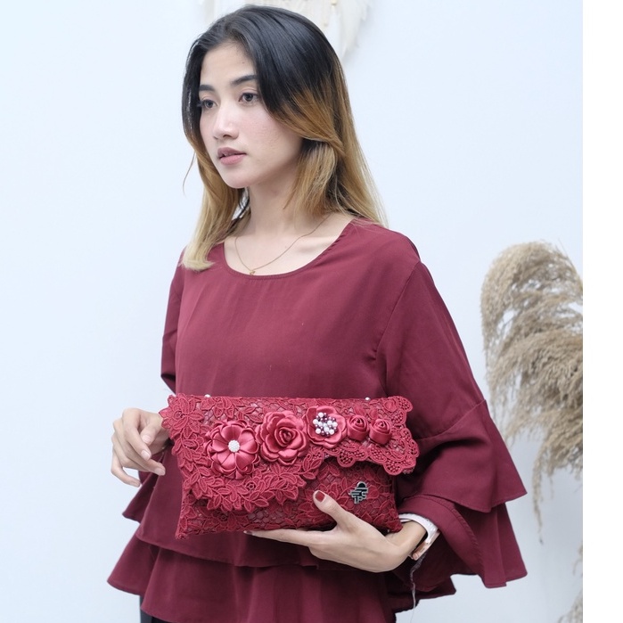 PSH Clutch Wanita Tas Pesta Mewah Wanita Full Brokat Alc