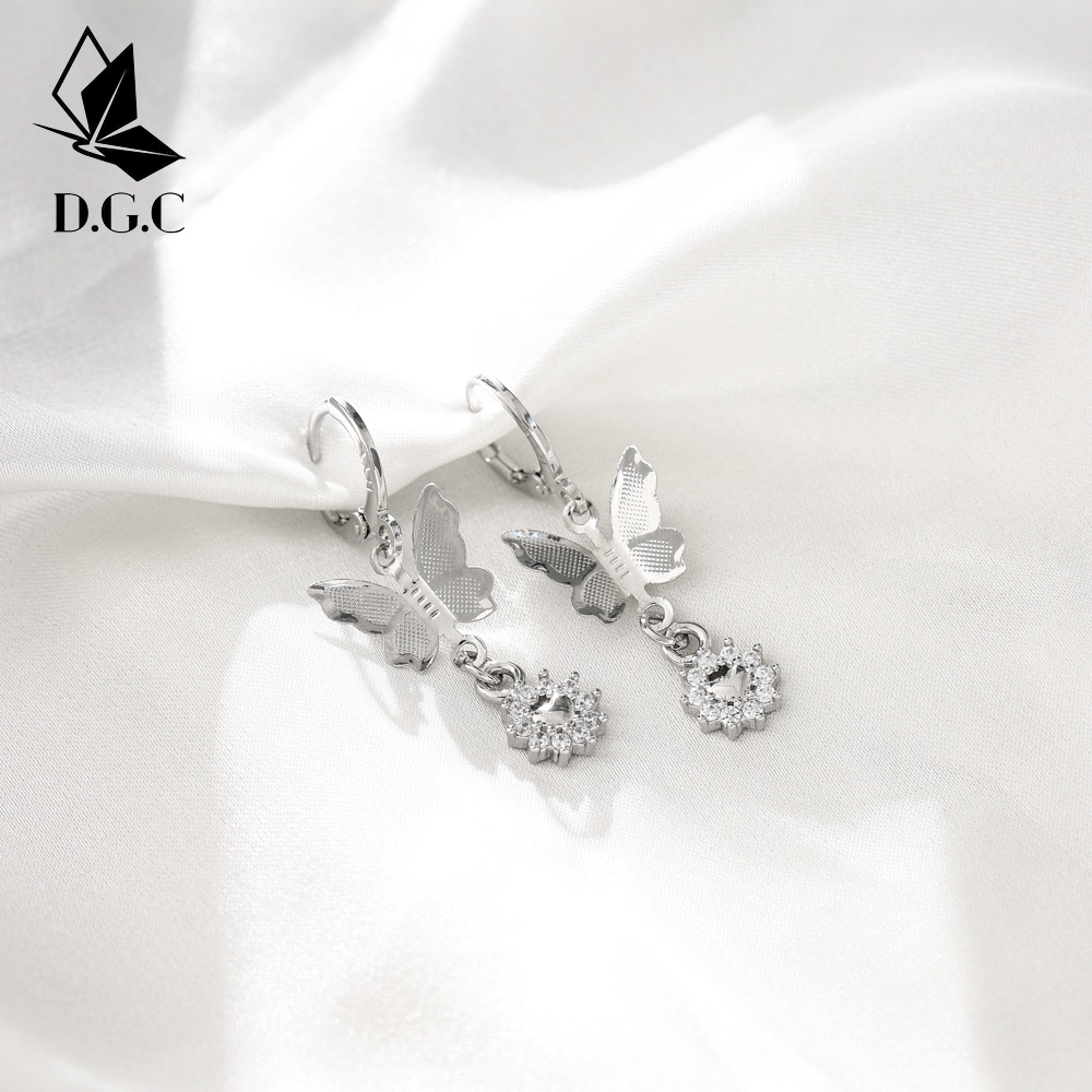 D.G.C✨COD✅Anting Kupukupu Korea Aksesoris Titanium Wanita Fashion Earrings Silver Premium Perhiasan Murah D138-2