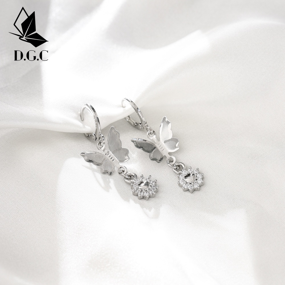 D.G.C✨COD✅Anting Kupukupu Korea Aksesoris Titanium Wanita Fashion Earrings Silver Premium Perhiasan Murah D178