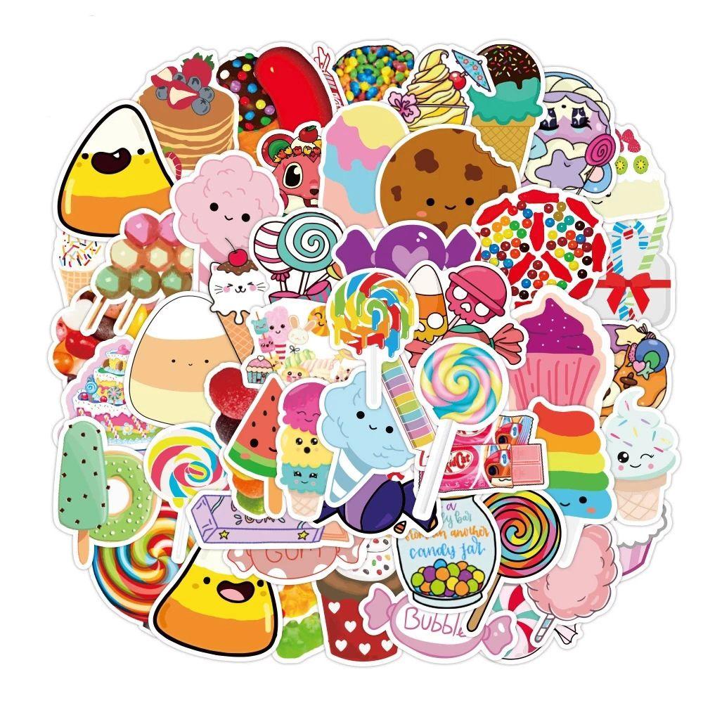 LANFY Colorful Candy Stickers Waterproof 50pcs /pack Stiker Gitar Koper Laptop Stiker Skateboard DIY Scrapbook