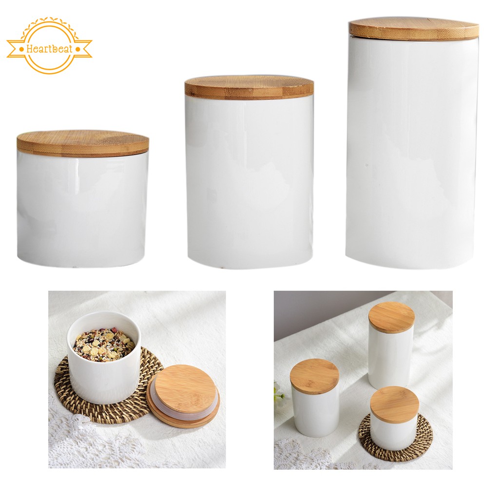 Bayar Di Tempat Ceramic Food Storage Jar With Seal Bamboo Lid