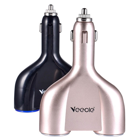 Veecle USB Car Charger 2 Port dengan 2 Cigarette Plug 130W - KY-512 - Black