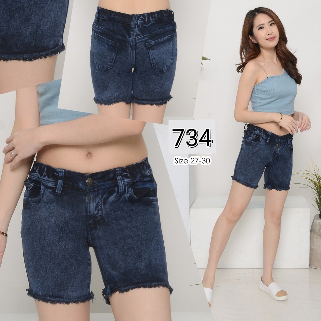 ( Bisa COD ) MC girl Hot Pants Pinggang Karet Wanita / Celana Pendek Jeans Sobek Rawis Wanita