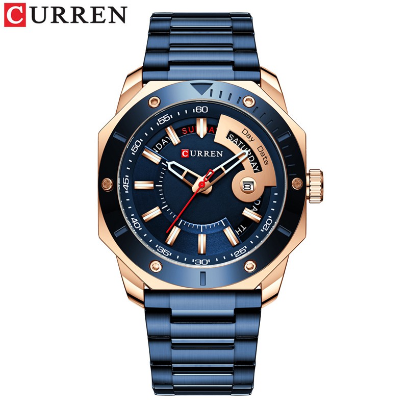 Curren 8344 Jam Tangan Pria Analog Stainless Steel Chronograph Aktif