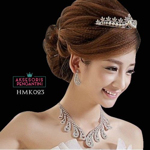 Aksesoris Pesta Wedding Modern l Paket Mahkota Kalung Anting Pengantin- HMK023