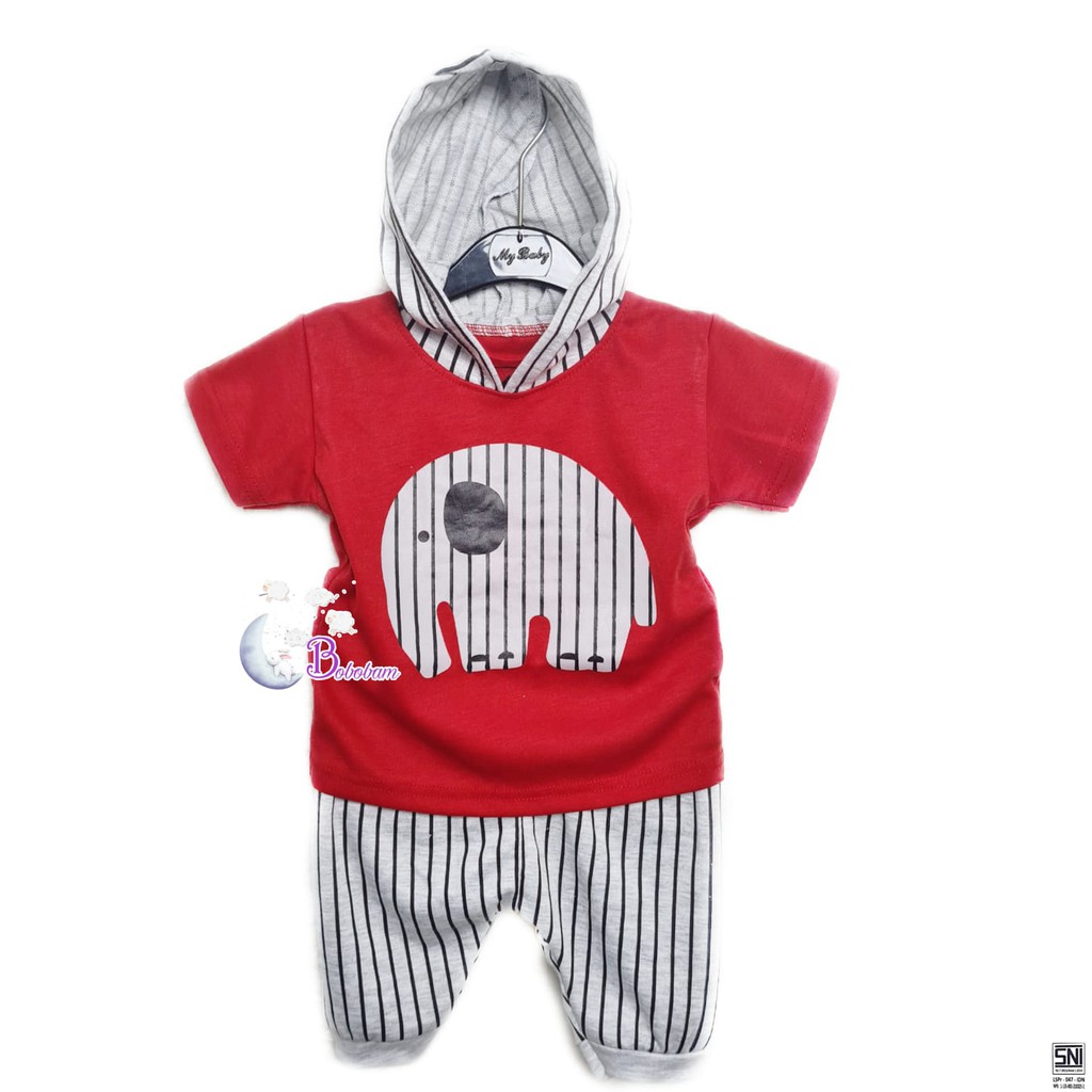 BAJU BAYI BOBOBAM GAJAH HOODIE SETELAN ANAK LAKI-LAKI / SETELAN ANAK HARGA GROSIR