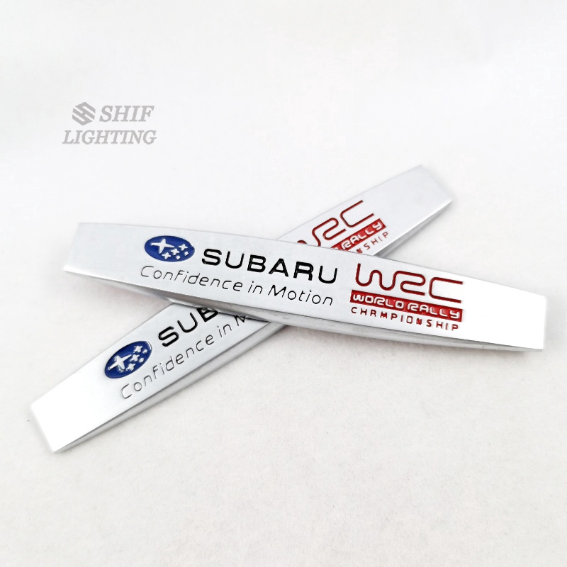 2Pcs Stiker Emblem Logo SUBARU WRC Bahan Metal Untuk Fender Samping Mobil SUBARU