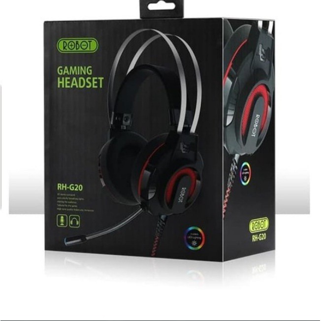 Headset Earphone Game Gaming gamers Robot RH-G20 RH G20 RHG20 with 7 Colour LED Light pc komputer hp