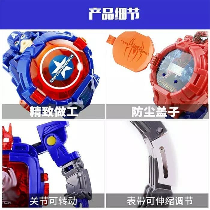 Terbaru JAM TANGAN ANAK BISA BERUBAH ROBOT AVENGER TOBOT KAPTEN AMERIKA MURAH