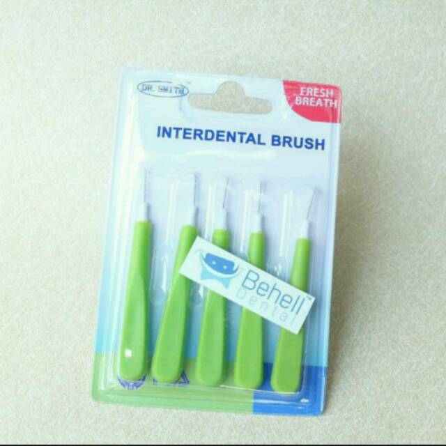 sikat interdental brush / sikat sela behel gigi / sikat kawat gigi dr smith  ortho [ hijau isi 5 ]