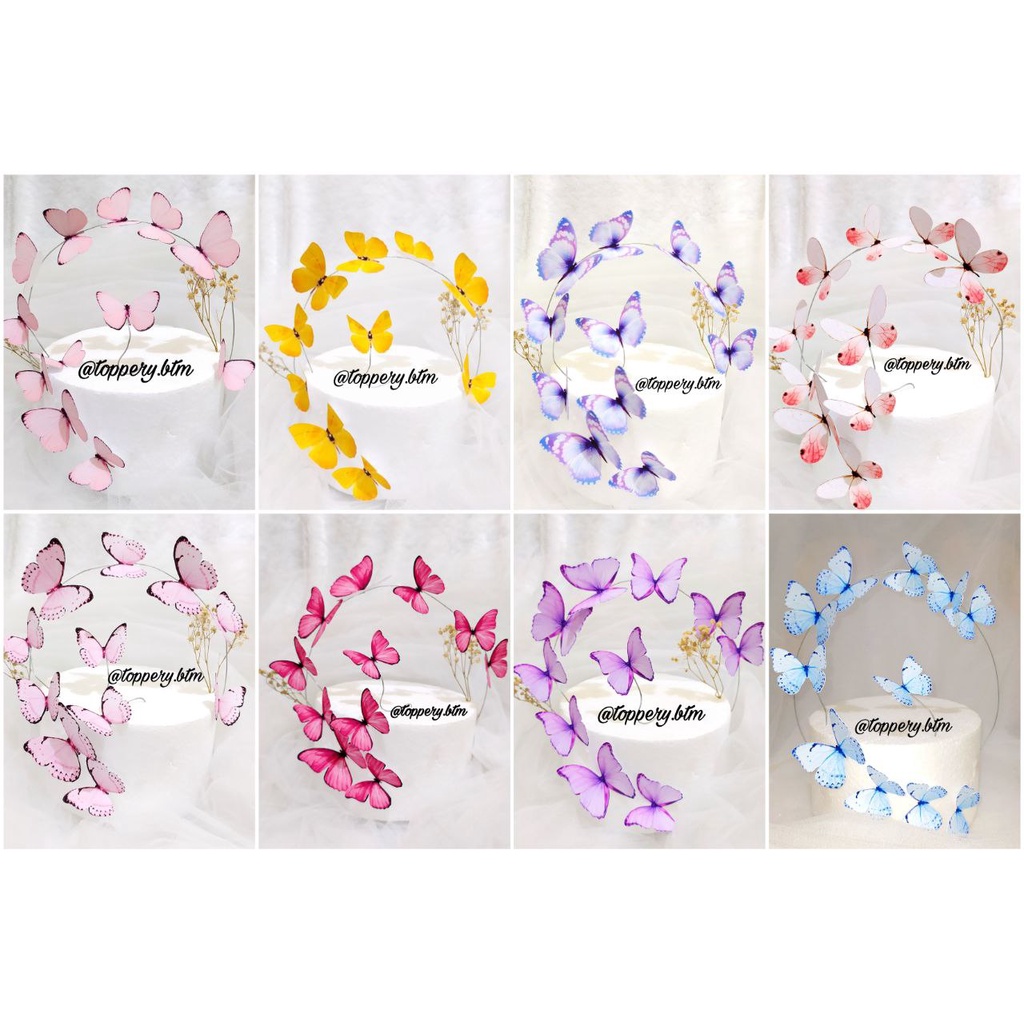 11 pcs Cake Topper Hiasan Kue kupu kupu butterfly/ Dekorasi kue ulang tahun kupukupu butterfly