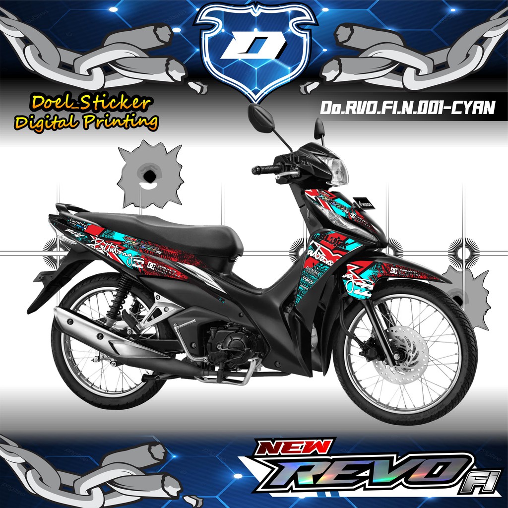 Sticker Striping REVO FI NEW / REVO FIT injeksi List Variasi Hologram , Crome Doel  001