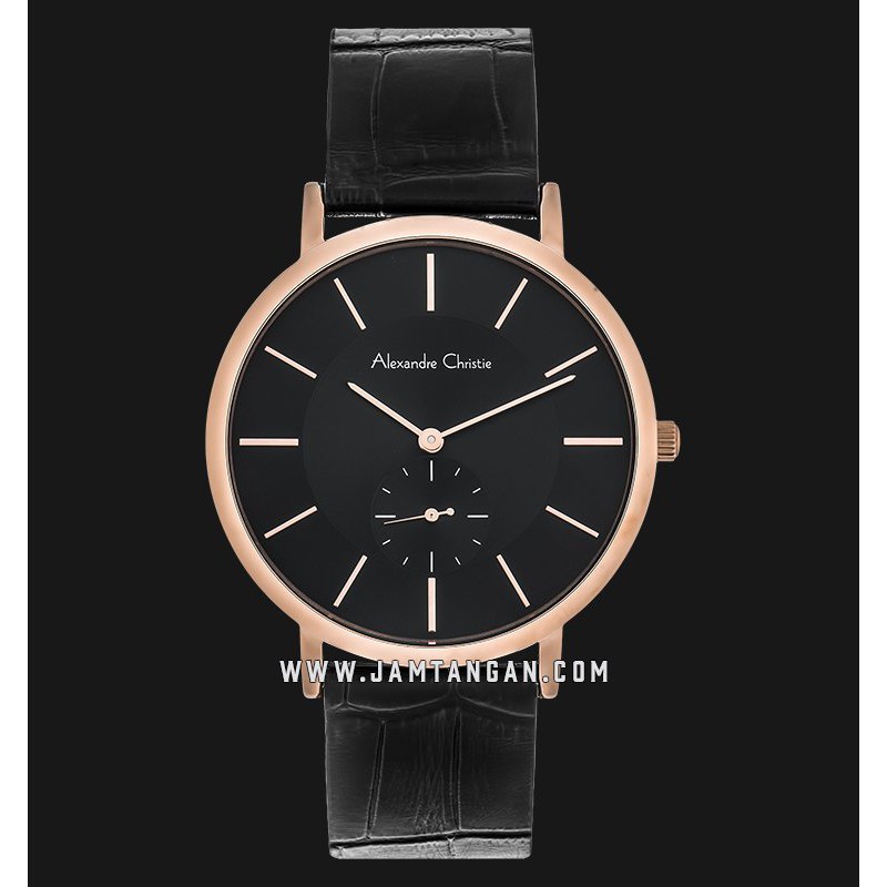 Alexandre Christie AC 8575 MS LRGBA Men Black Dial Black Leather Strap