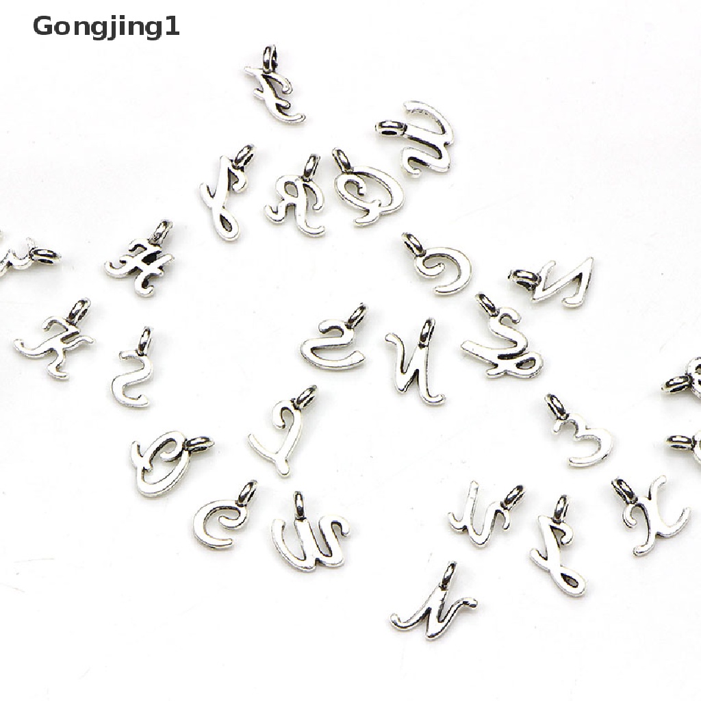 Gongjing1 52Pcs / Set Liontin Silver Tibet Bentuk 26 Huruf A-Z Untuk DIY Perhiasan