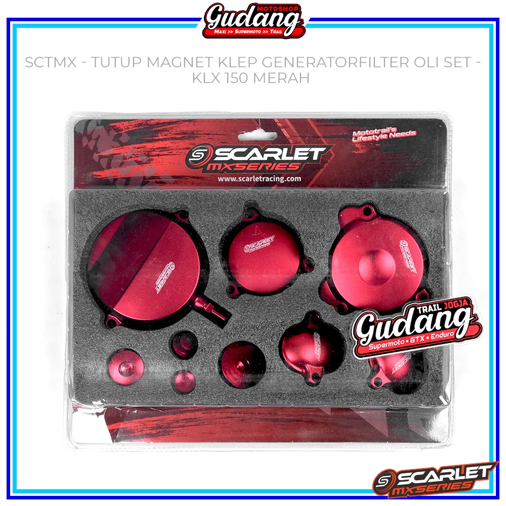 Cover Tutup Magnet Klep Generator Filter Oli Full Set Scarlet Racing KLX 150