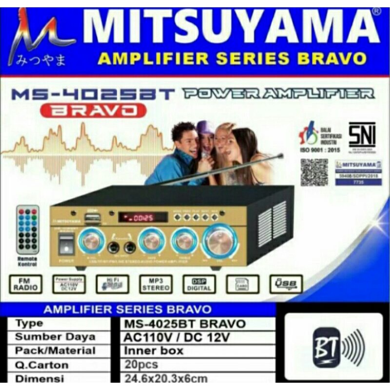 Cod Power Amplifier Mitsuyama Bravo MS-4025BT//Amplie Bluetooth Karaoke Origunal