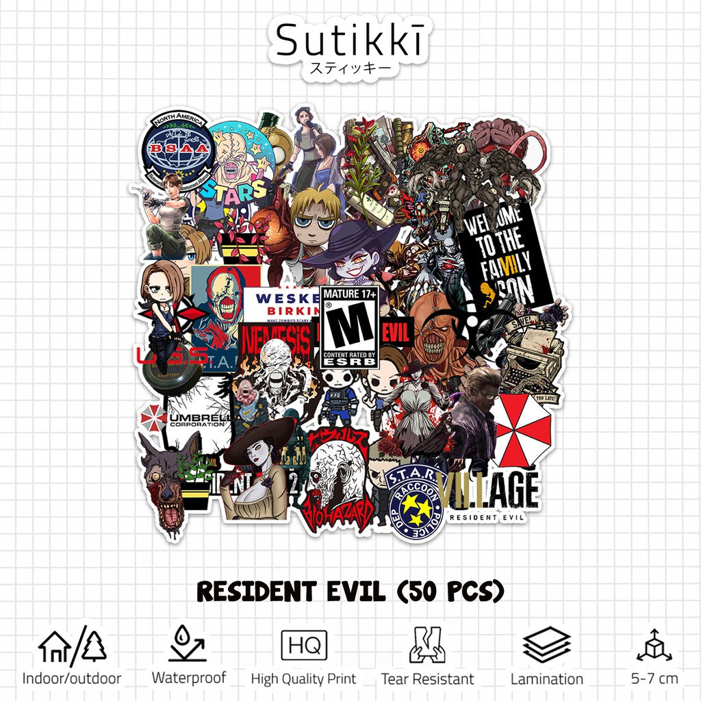 Sutikki | Sticker Pack Resident Evil VIllage Nemesis 2 3 Remake BD Stiker Vinyl Laptop Koper Sepeda