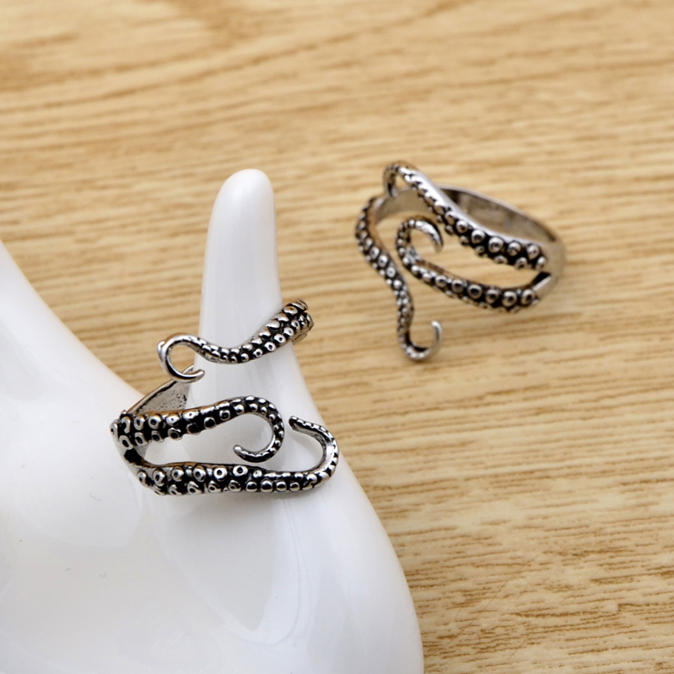 Unisex Fashion  Punk Style Octopus Ring / Popular Stainless Steel Finger Ring / Elegant Sliver Colour Sea Animal  Party Rings