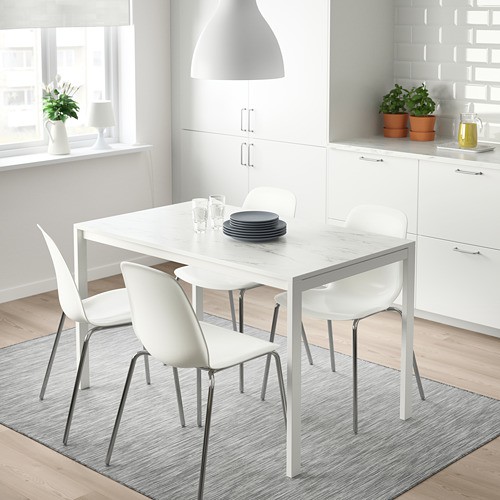 MEJA MAKAN MINIMALIS IKEA MELLTORP MOTIF MARMER 125 CM | Shopee Indonesia