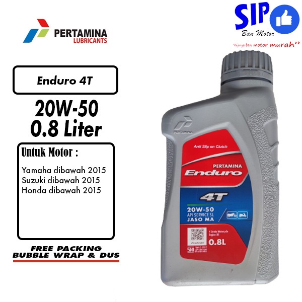 Oli Pertamina Enduro 4T 20W50 0.8L Anti Slip Kopling