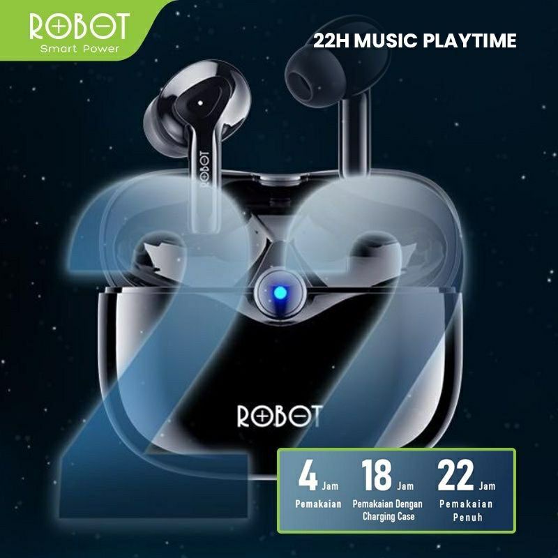 Headset Bluetooth Robot Airbuds T30 TWS Earphone Wireless 5.3 ORIGINAL