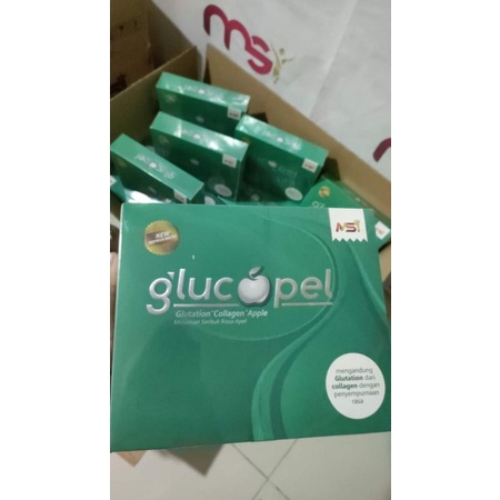 

KEMASAN BARU GLUCOPEL ASLI COLLAGEN GLUTHATION APPLE 1 BOX ISI 12SCT @20mg