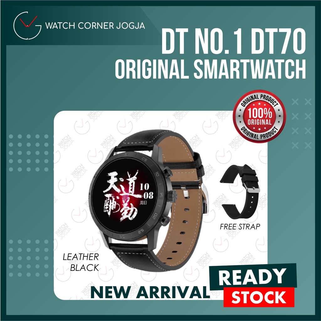 DT No 1 DT70 KK70 ORIGINAL Smartwatch Bluetooth Call Heart Rate Monitor Wireless Charging-Leather Black