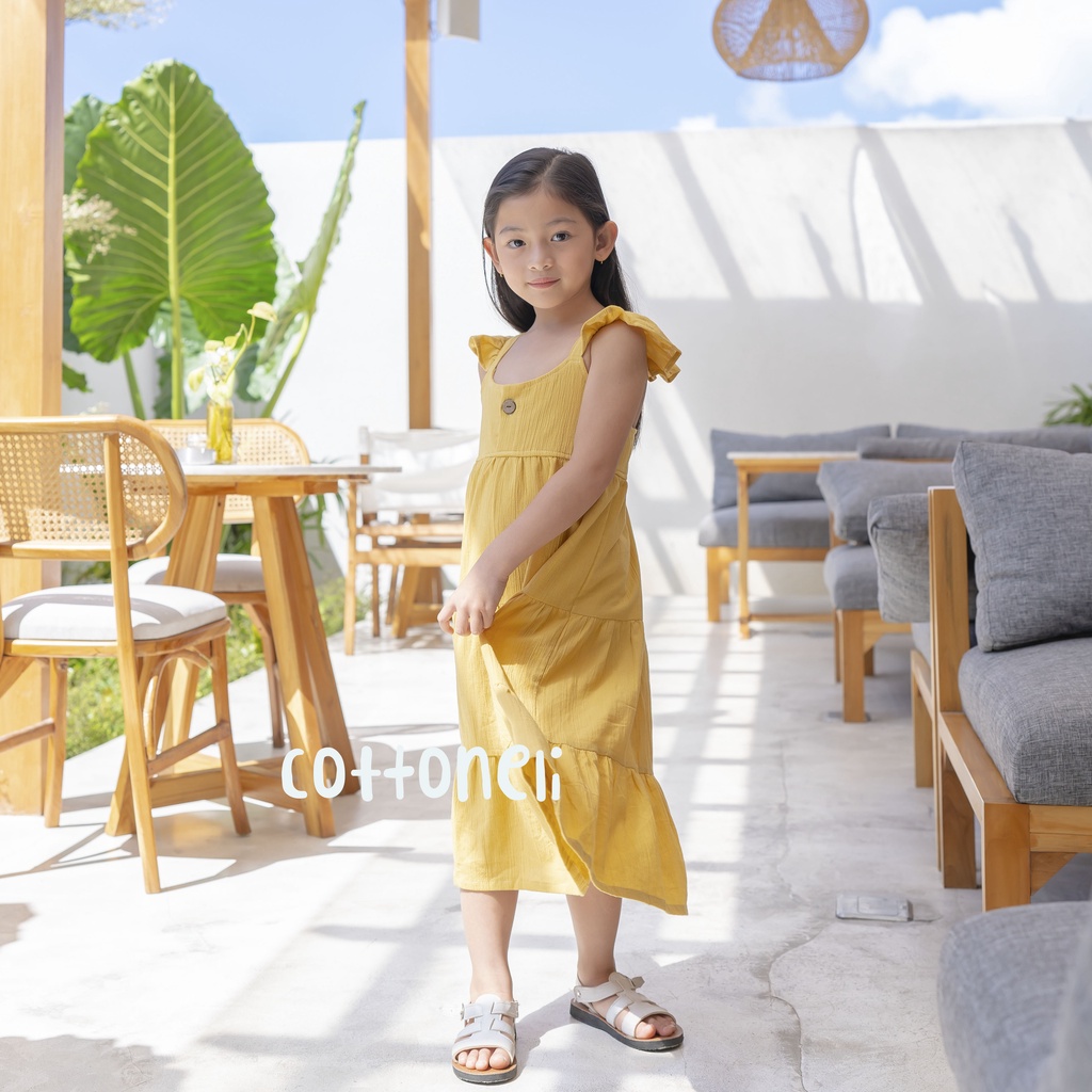 LILOU - Dress Anak Layer Tumpuk Linen Panjang