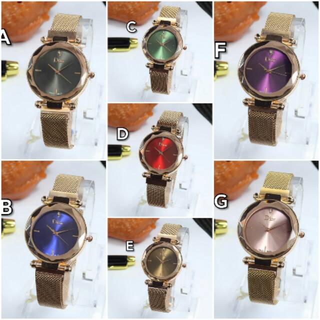 Jam tangan cewek dioorr magnet tali stanless steel pasir magnet